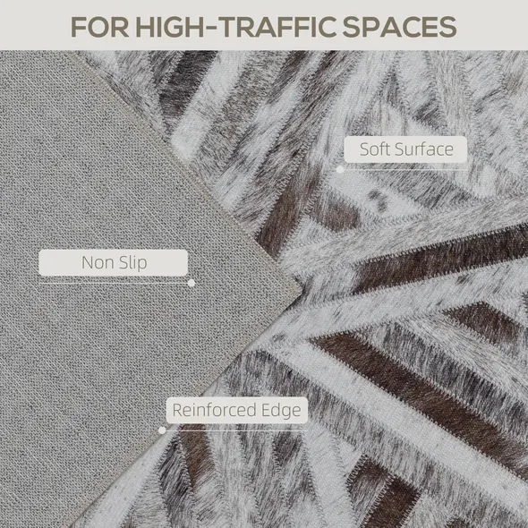 HOMCOM Modern Area Rug, Triangle Pattern Non-Slip Washable Rug, Chenille Floor Carpet for Living Room, Bedroom, Dining Room, Home Office, 170 x 120 cm, Brown - 4