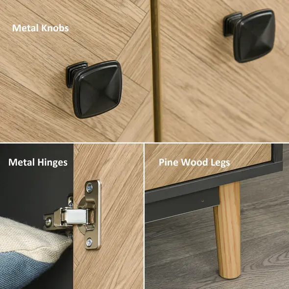 HOMCOM Modern Wardrobe Cabinet Wood Grain Sticker Surface with Shelf, Hanging Rod and 2 Drawers 90x50x190cm - 5