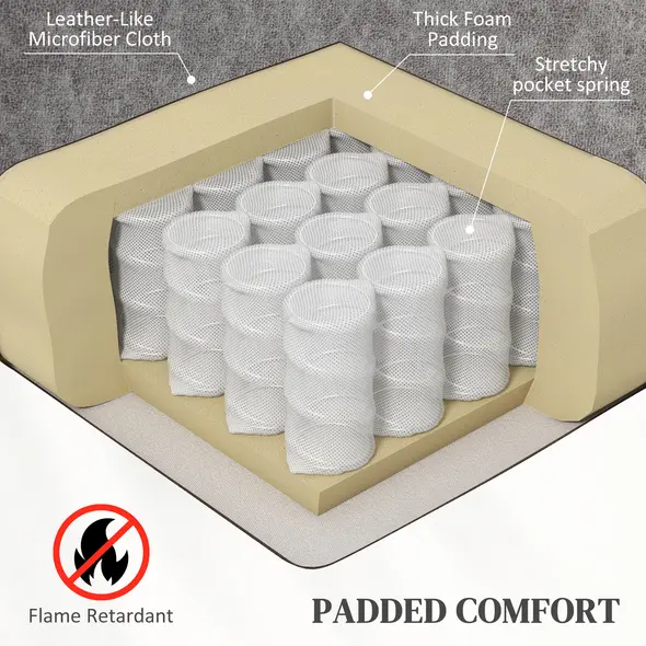 HOMCOM Microfibre Manual Reclining Armchair, with Footrest - Grey - 5