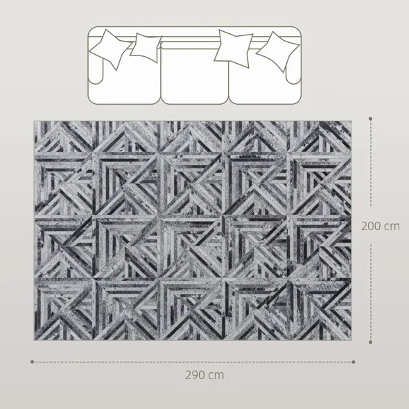 HOMCOM Modern Area Rug, Triangle Pattern Non-Slip Washable Rug, Chenille Floor Carpet for Living Room, Bedroom, Dining Room, Home Office, 290 x 200 cm, Black - 3