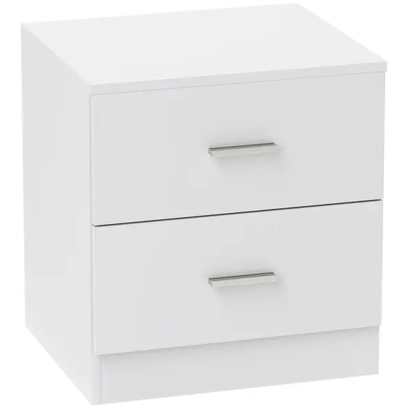 HOMCOM Modern Bedside Table, Beside Cabinet with 2 Drawers, for Bedroom, Living Room, White - 1