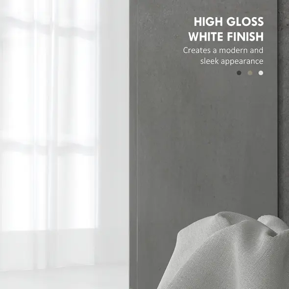 HOMCOM Modern Under-Sink Bathroom Cabinet - High Gloss White - 6