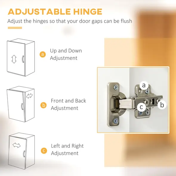 HOMCOM Modern Kitchen Cupboard with Storage Cabinets, 3 Drawers and Open Countertop for Living Room, White - 8