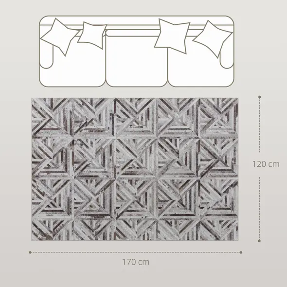 HOMCOM Modern Area Rug, Triangle Pattern Non-Slip Washable Rug, Chenille Floor Carpet for Living Room, Bedroom, Dining Room, Home Office, 170 x 120 cm, Brown - 3