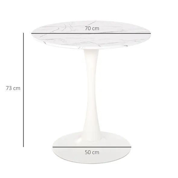 HOMCOM Modern Round Dining Table Leisure Coffee Bistro Table with Metal Base for Kitchen & Dining Room White - 3