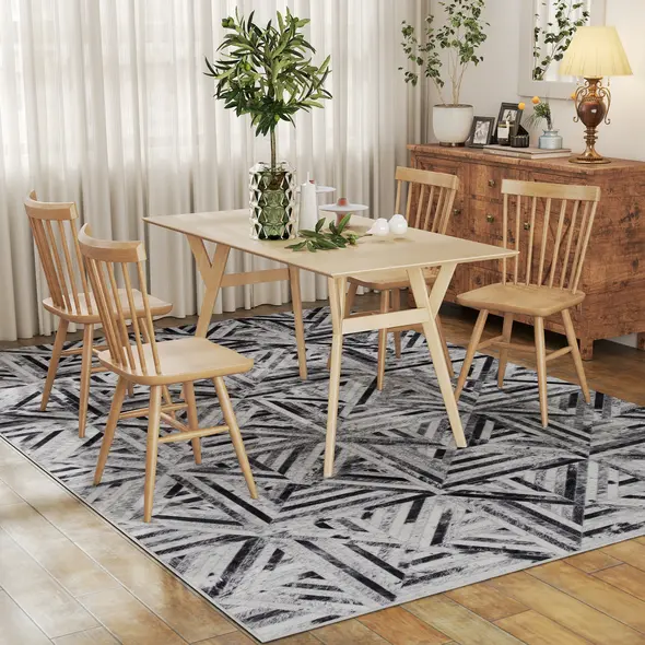 HOMCOM Modern Area Rug, Triangle Pattern Non-Slip Washable Rug, Chenille Floor Carpet for Living Room, Bedroom, Dining Room, Home Office, 290 x 200 cm, Black - 9