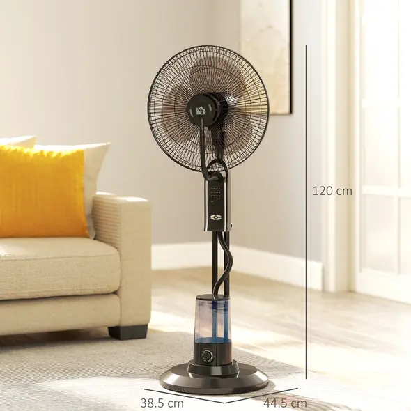 HOMCOM Pedestal Fan with Water Mist Spray, Spray Misting Fan with 70° Oscillation, Tilt Head, 3 Speeds, 3 Modes, Adjustable Mist, 3.2L Water Tank, for Home, 120 cm - 3