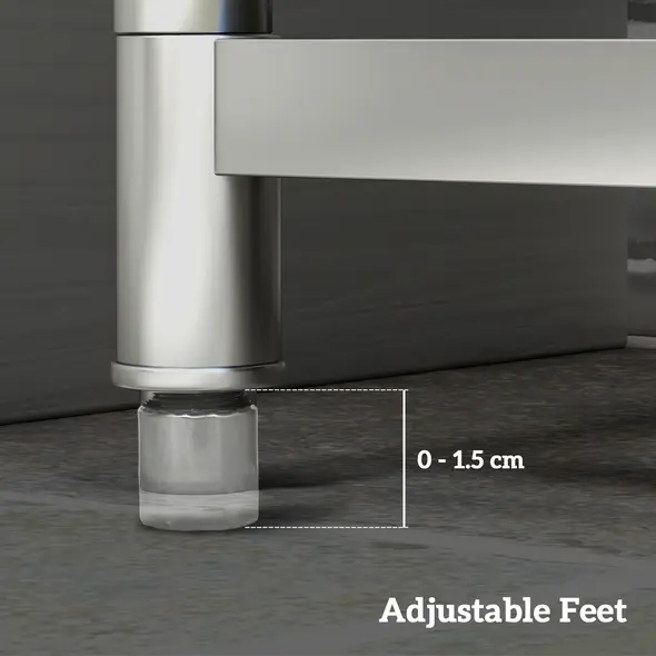 HOMCOM Outdoor Utility Sink, Stainless Steel Free Standing Single Bowl Kitchen Sink with Cold and Hot Water Pipe and Storage Shelf for Laundry Garage, 55 x 50 x 100 cm - 8