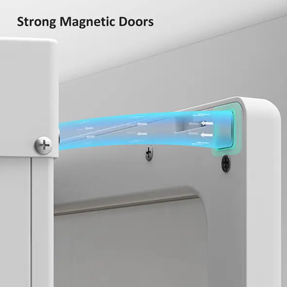 HOMCOM Portable Clothes Wardrobe for Bedroom, Foldable Clothes Organiser with Cube Storage, Hanging Rods, Magnet Doors, White - 8