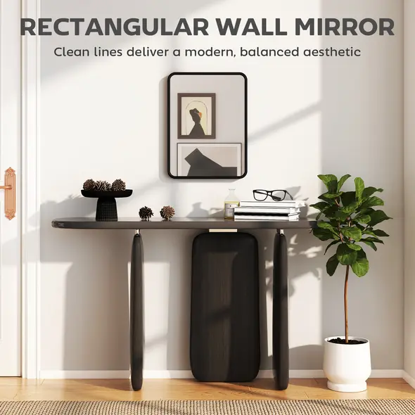 HOMCOM Rectangular Wall Mirror with HD Glass - Black - 4