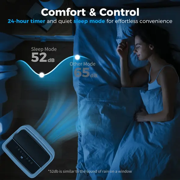 HOMCOM Portable Air Conditioner 14000 BTU, 4-in-1 Air Conditioning Unit, Dehumidifier, Cooling, Fan, Sleep Mode with 3 Speeds, Remote Control, LED Display, 24H Timer, Window Kit, Children Lock, 40m² - 7