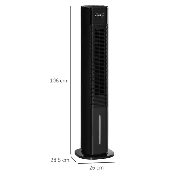HOMCOM Nine Setting Tower Fan Humidifier, with Ice Boxes - Black - 3