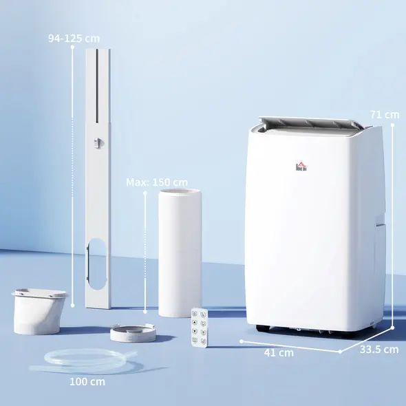 HOMCOM Portable Air Conditioner 12000 BTU, 4-in-1 Air Conditioning Unit, Dehumidifier, Cooling, Fan, Sleep Mode with 3 Speeds, Remote Control, LED Display, 24H Timer, Window Kit, Children Lock, 35m² - 3