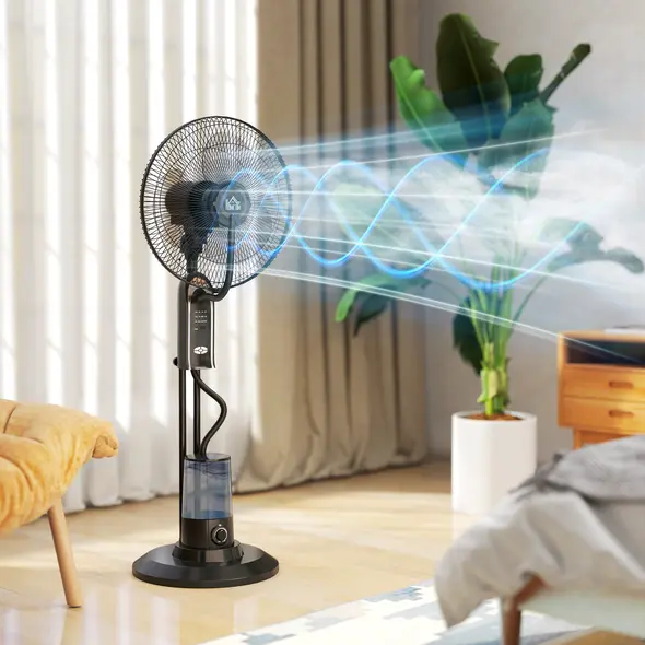 HOMCOM Pedestal Fan with Water Mist Spray, Spray Misting Fan with 70° Oscillation, Tilt Head, 3 Speeds, 3 Modes, Adjustable Mist, 3.2L Water Tank, for Home, 120 cm - 2