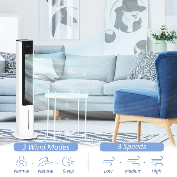 HOMCOM Portable Air Cooler, 6L Tank Humidifier Evaporative Ice Cooling Fan Water Conditioner Unit with 3 Modes, 3 Speed, Remote, Timer, Oscillating for Home Bedroom, White - 5