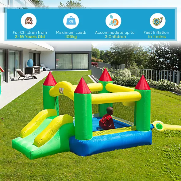 HOMCOM Nylon Inflatable Bouncy Castle Multi-Colour - 7
