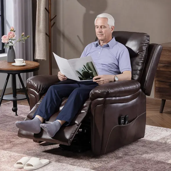 HOMCOM Power Lift Recliner Chair with Vibration Massage, Heat, USB - Brown - 8