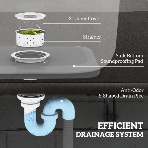 HOMCOM Outdoor Utility Sink, Stainless Steel Free Standing Single Bowl Kitchen Sink with Cold and Hot Water Pipe and Storage Shelf for Laundry Garage, 55 x 50 x 100 cm - 7