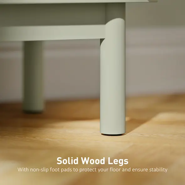 HOMCOM Rattan Bedside Table for Bedroom - Light Green - 7