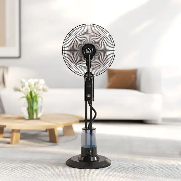 HOMCOM Pedestal Fan with Water Mist Spray, Spray Misting Fan with 70° Oscillation, Tilt Head, 3 Speeds, 3 Modes, Adjustable Mist, 3.2L Water Tank, for Home, 120 cm - 9