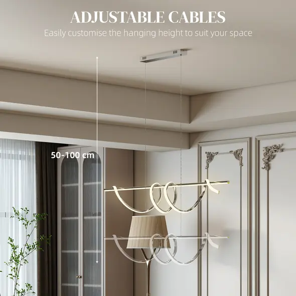 HOMCOM Pendant Light with 3 Colour Temperatures - Silver Tone - 5