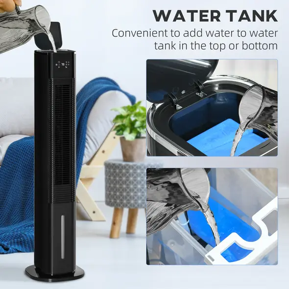 HOMCOM Nine Setting Tower Fan Humidifier, with Ice Boxes - Black - 4