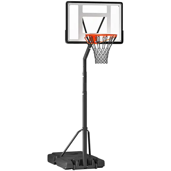 HOMCOM Portable 10ft Basketball Backboard Hoop Set Professional Outdoor Freestanding Basketball Stand with Wheels for Adults and Children, Adjustable High 2.55M-3.05M - 1