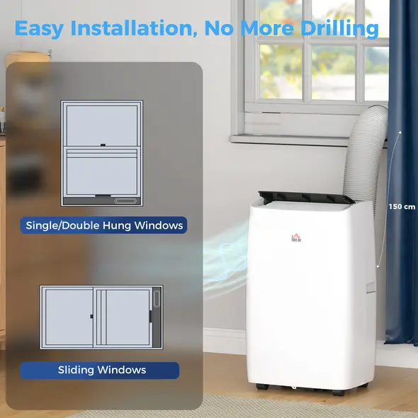 HOMCOM Portable Air Conditioner 14000 BTU, 4-in-1 Air Conditioning Unit, Dehumidifier, Cooling, Fan, Sleep Mode with 3 Speeds, Remote Control, LED Display, 24H Timer, Window Kit, Children Lock, 40m² - 8