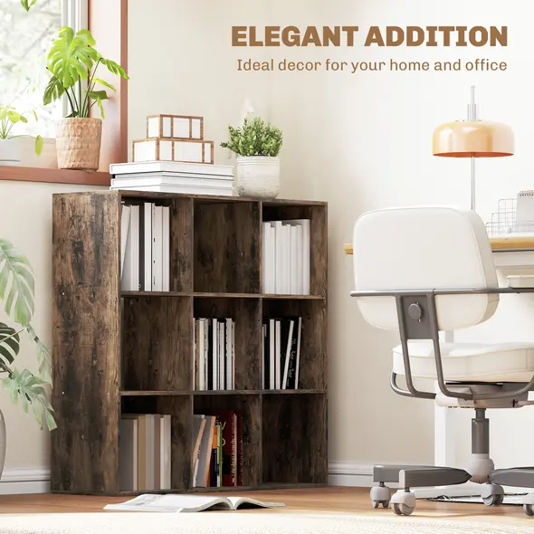 HOMCOM Nine-Cube Storage Shelf - Rustic Brown - 6