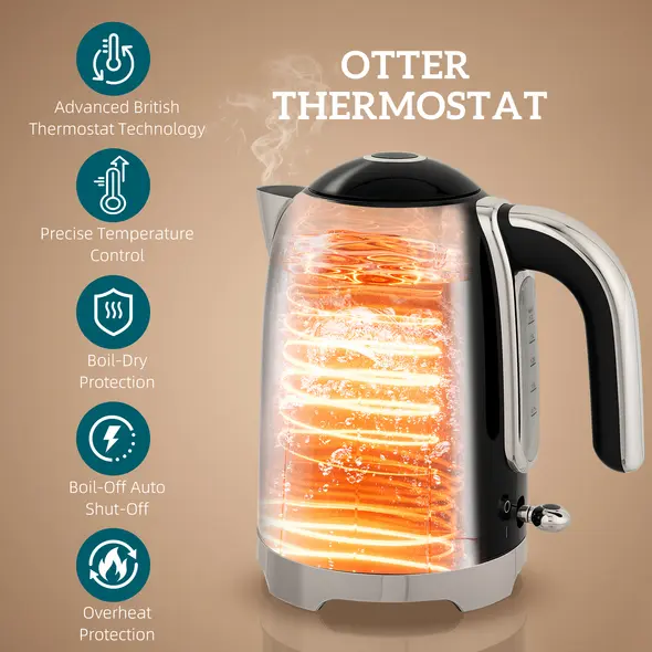 HOMCOM Retro Toaster and Kettle Set - Black - 4