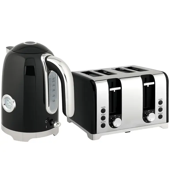 HOMCOM Retro 3000W Kettle and Toaster Set - Black - 1