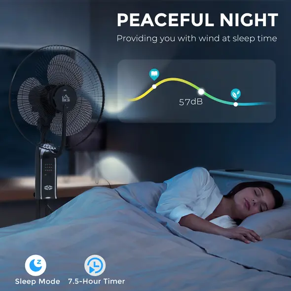HOMCOM Pedestal Fan with Water Mist Spray, Spray Misting Fan with 70° Oscillation, Tilt Head, 3 Speeds, 3 Modes, Adjustable Mist, 3.2L Water Tank, for Home, 120 cm - 7