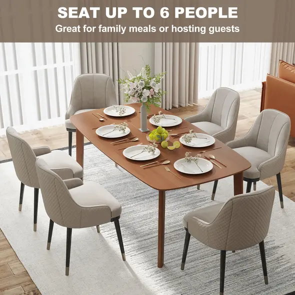 HOMCOM Pine Wood Rectangular Dining Table - Light Brown - 4