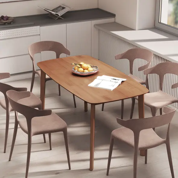 HOMCOM Pine Wood Rectangular Dining Table - Light Brown - 9