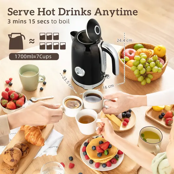 HOMCOM Retro 3000W Kettle and Toaster Set - Black - 4