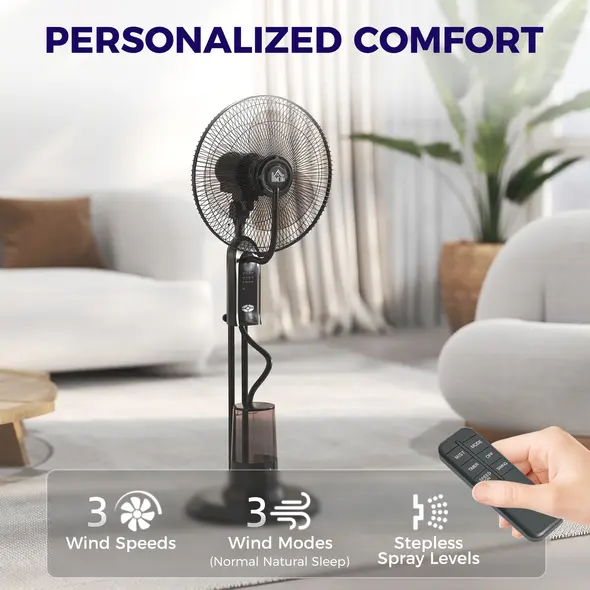 HOMCOM Pedestal Fan with Water Mist Spray, Spray Misting Fan with 70° Oscillation, Tilt Head, 3 Speeds, 3 Modes, Adjustable Mist, 3.2L Water Tank, for Home, 120 cm - 5