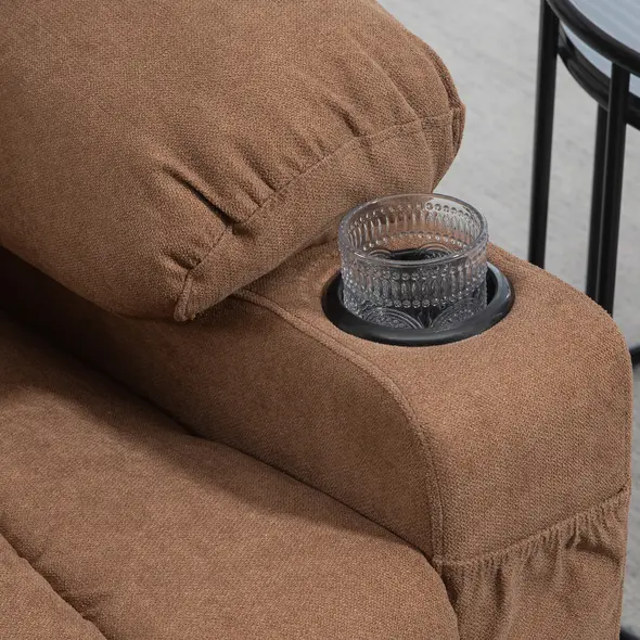 HOMCOM Oversized Riser and Recliner Chairs for the Elderly, Fabric Upholstered Lift Chair for Living Room with Remote Control, Side Pockets, Cup Holder, Brown - 9