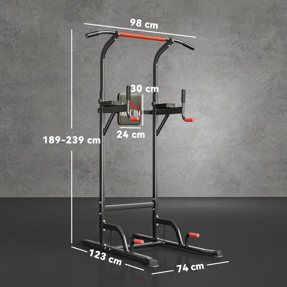 HOMCOM Power Tower Station with Dip Stand, Pull Up Bar Home Office Gym Training Workout Equipment - 3