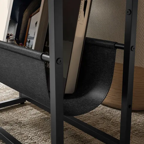 HOMCOM Narrow Side Table, End Table with 3-Tier Storage, V-Shaped Magazine Holder for Living Room, Bedroom, 43 x 18 x 56 cm, Ru - 9