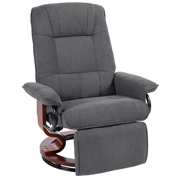 HOMCOM Reclining Swivel Chair, with Footrest - Grey - 1