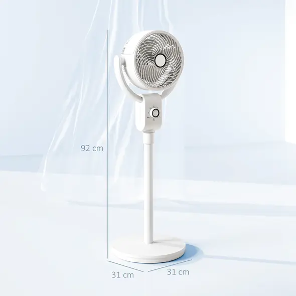 HOMCOM Pedestal Air Circulation Fan with Oscillating, White - 3