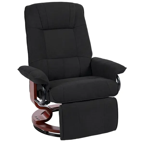 HOMCOM Reclining Swivel Chair, with Footrest - Black - 9