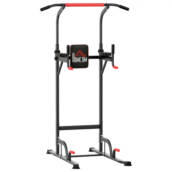 HOMCOM Power Tower Station with Dip Stand, Pull Up Bar Home Office Gym Training Workout Equipment - 1