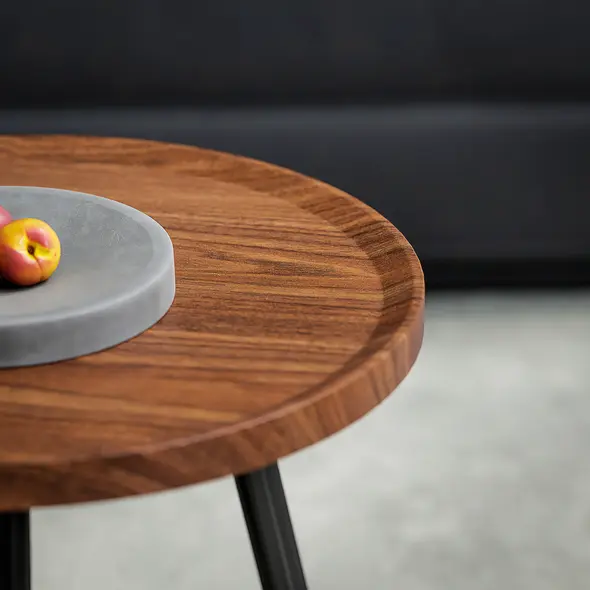 HOMCOM Nesting Coffee Table Set of 2, 80cm Modern Stacking End Side Table with Metal Legs for Living Room Bedroom Office, Chestnut Wood Effect - 9