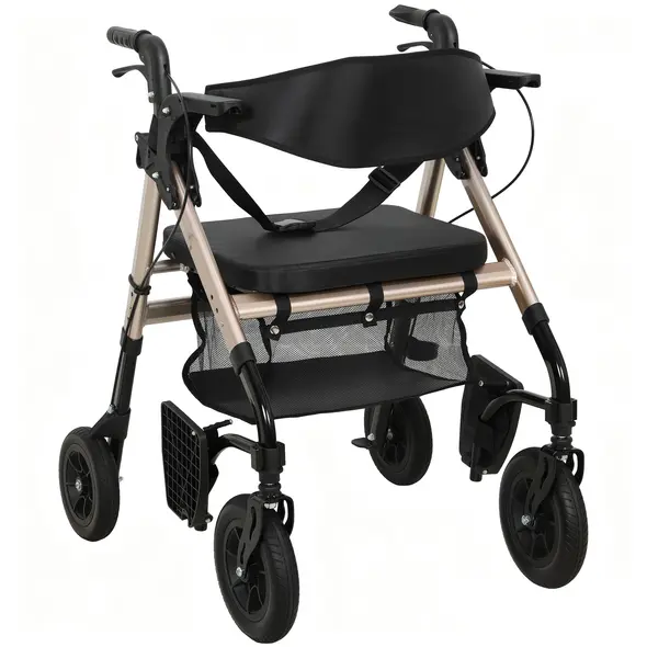 HOMCOM Rollator Walker Wheelchair, with Seat - Black - 1