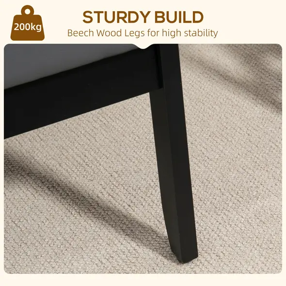 HOMCOM Set of 2 Accent Chair, PU Leather Armchair, Occasional Chair with Beech Wood Frame for Living Room Reception Bedroom Balcon, Grey - 6