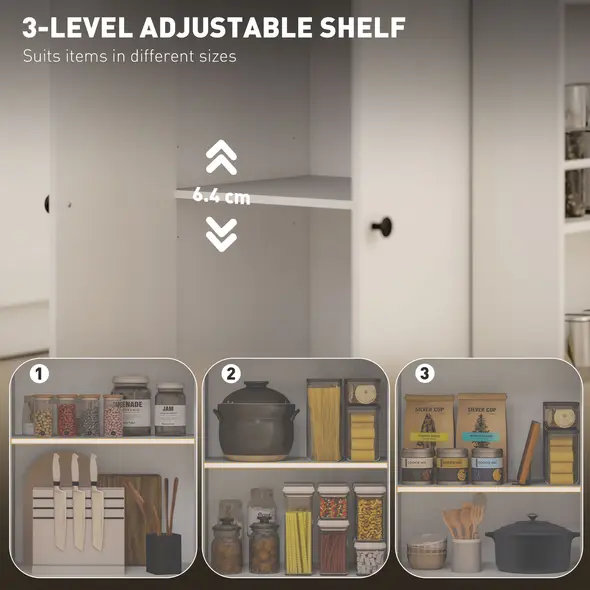 HOMCOM Rolling Kitchen Island with 3-Tier Spice Rack, Kitchen Storage Cart with Drawer and Towel Rack, White - 5