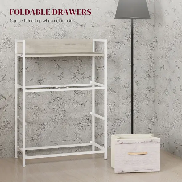 HOMCOM Rustic Chest of Four Fabric Drawers - Black - 6