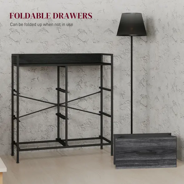 HOMCOM Rustic Chest of Six Fabric Drawers - Black - 6