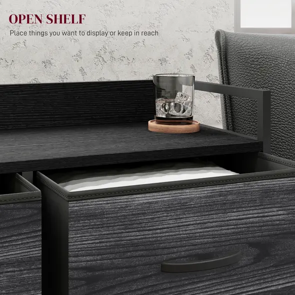 HOMCOM Rustic Chest of Six Fabric Drawers - Black - 5